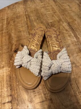 Blowfish Knotted Braided Slide Sandals in Tan and Cream